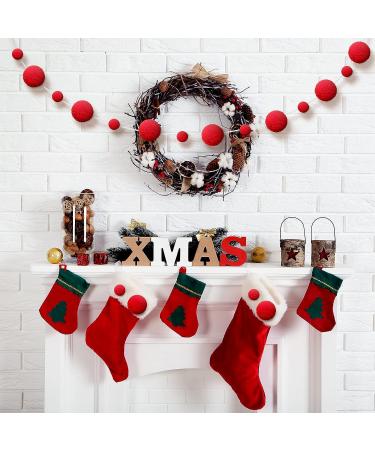 Syhood 30 Pcs Yarn Pom Poms Set - 20 x 1 Inch, 10 x 1.5 Inches Red Pompom Balls for Christmas Crafts and Xmas Party Decor - Buy Online on SooperMarket.com