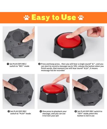 Dog Recordable Training Buttons Set of 6 Colors Dog Training Buzzer Dog Talking Buzzers Button with 25 Stickers and 3 Mats Louder Clearer Record & Playback Message for Communication&Training - Buy Online on SooperMarket.com