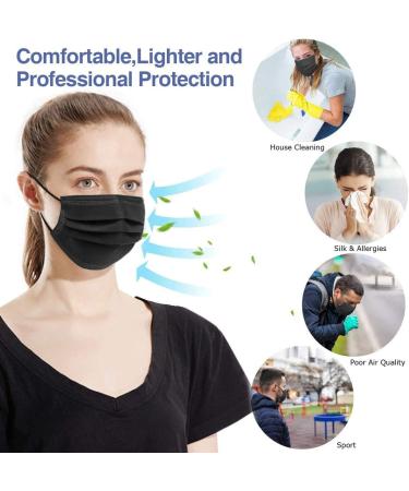 Buy 100 Pack Made in USA Black Disposable Face Masks - 3 Layer Medical Masks for Adults | Home Office Outdoor & School - Buy Online on SooperMarket.com