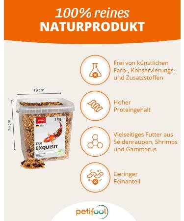 Petifool Koi Exquisit 1kg - Premium Dried Feed Mix for Water Turtles & Fish | Silk Cocks Shrimp & Gammarus - Natural Nutrition - Buy Online on SooperMarket.com