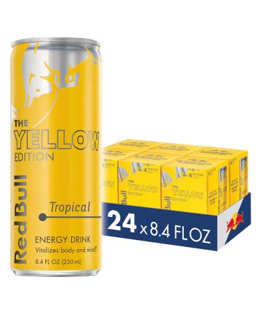 Red Bull Energy Drink, Tropical, Yellow Edition, 8.4 Fl Oz (24 Pack) Tropical 8.4 Fl Oz (Pack of 24)