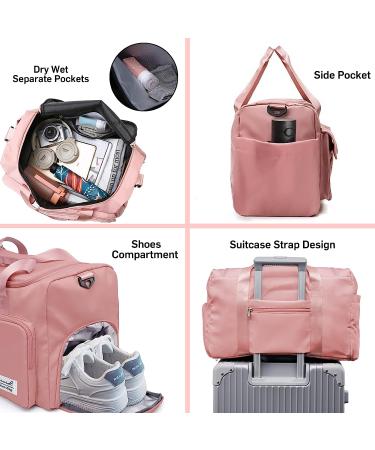 Suruid Travel Duffel Bag with Shoes Compartment - Pink Gym Bag for Men and Women - Buy Online on SooperMarket.com