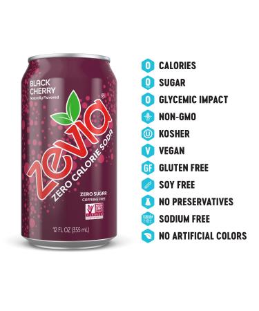 Zevia Zero Calorie Soda Black Cherry 12oz Cans - Pack of 24 | Black Cherry 12 Fl Oz - Buy Online on SooperMarket.com