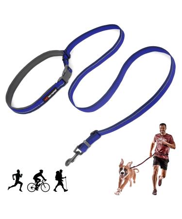 Tuff Pupper Hands Free Adjustable Length Dog Leash | Lightweight for Running Jogging Walking | Padded Waist Belt (115-180 cm) | Adjusts 1 to 2 Metre Length | Strong Ballistic Nylon w/Reflective Strips Blazing Blue