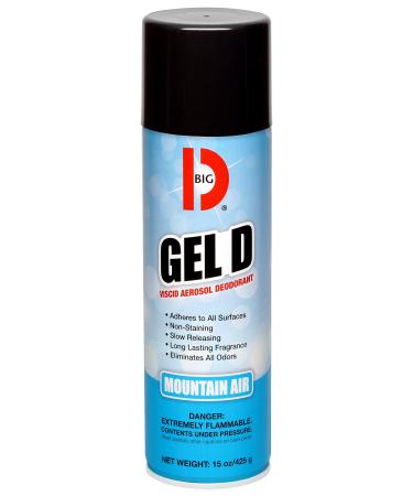 Big D 070 Gel D Viscid Aerosol Deodorant Mountain Air Fragrance 15 oz (Pack of 12) - Adheres to Hard nonporous Surfaces for Slow Releasing Odor Control - Use in Trash cans dumpsters lockers