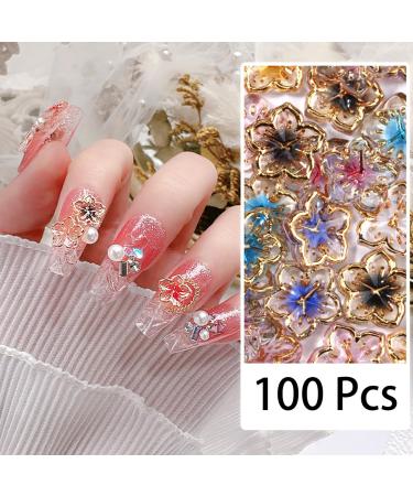 100Pcs Flower Nail Charms | 3D Resin Gems for Nail Art | DIY Manicure Decor | Mixed Color Spring Blossoms - Buy Online on SooperMarket.com