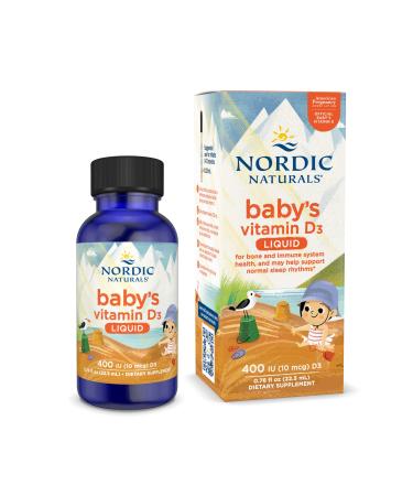 Nordic Naturals Baby s Vitamin D3 Unflavored - 0.76 oz - 400 IU Vitamin D3 - Healthy Bones Immune System Support Normal Sleep Rhythms - Non-GMO Certified Vegetarian - 90 Servings