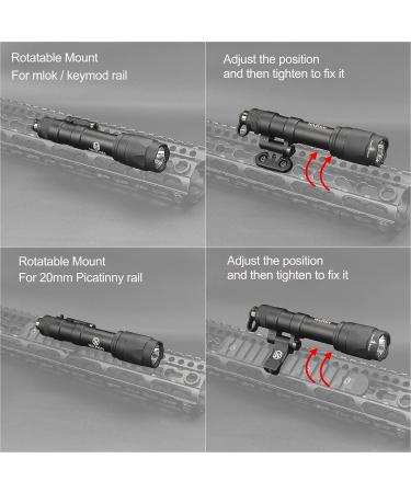 M600C Scout Light 800 Lumens Tactical Flashlight with Rotating Mount Base | Picatinny & Mlok/Keymod Rail Compatible, Includes Remote Pressure Switch (M600C) - Buy Online on SooperMarket.com
