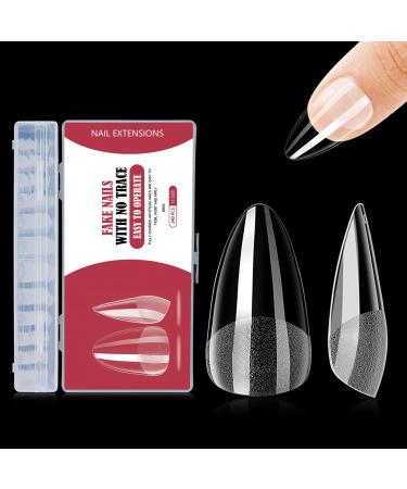 240PCS 12 Sizes Short Almond Gel Nail Tips Set Soft Nail Art Gel Nail Extensions Pre-Buffed Artificial Nails Gel Nail Tips Kit Fit All Nails