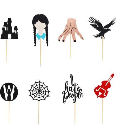 Arthsdite 24Pcs Horror Wednesday Addams Cupcake Toppers Thing Hand Black Eagle I Hate People Cobweb Castle Girl Addams Family Cupcake Picks for Fantasy Wednesday Birthday Party Cake Decorations - Buy Online on SooperMarket.com