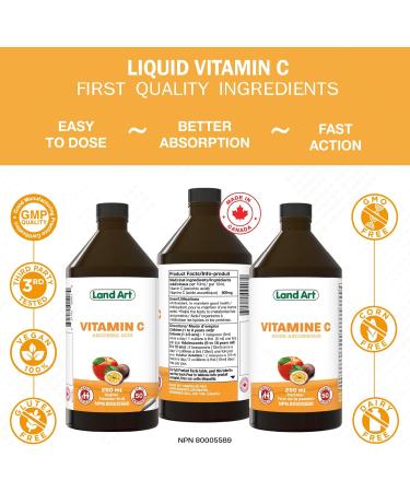Vitamin C 250ml Immune System Support - Liquid Formula for Maximum Absorption - for Kids and Adults - Great Taste - Vegan - Non-GMO Gluten Free No Sugar Added - Made in Canada 250 ml (Pack of 1) - Buy Online on SooperMarket.com