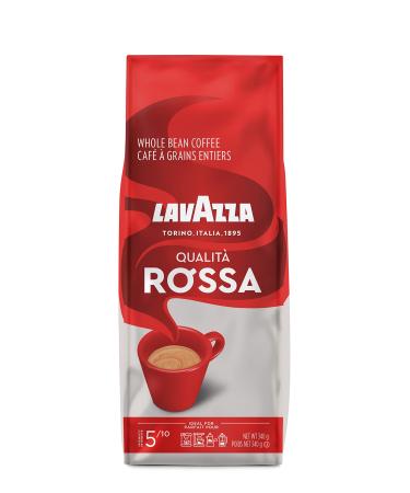 Lavazza Qualita Rossa Whole Bean Coffee Blend Medium Roast Authentic Italian Blended and Roasted in Italy Chocolate notes Full Body and Intense Aromas 340g bag
