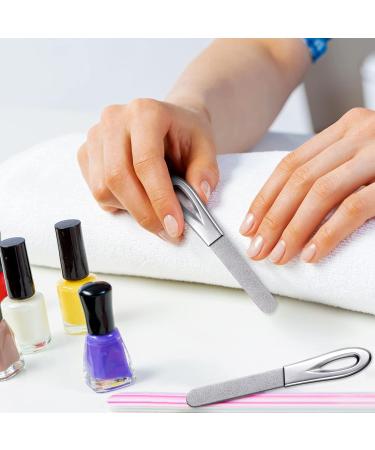 Stainless Steel Nail Files Set with Leather Case - Double Sided Grit Diamond Fingernail File for Natural Nails - Non Slip Handle, Metal File Emery Boards (Black) - Buy Online on SooperMarket.com
