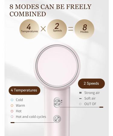 ANLAN Ion Hair Dryer - 120 000 RPM Brushless Motor 100 Million Negative Ions Quick Drying & Intelligent Temperature Control - Ideal for Home Salon & Travel in Pink & White - Buy Online on SooperMarket.com