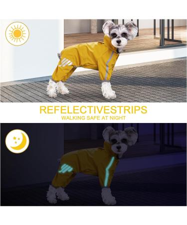 Dog Waterproof Raincoats Adjustable Drawstring Outdoor Puppy Raincoat Poncho Pet Hooded Waterproof Reflective Rain Coat for Small Medium Dogs (Yellow L) Large Yellow - Buy Online on SooperMarket.com