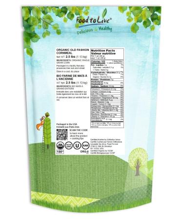 Organic Old Fashioned Cornmeal 2.5 Pounds - Non-GMO Whole Grain Meal - Vegan & Kosher - Made in USA - Great for Baking Cornbread, Pancakes, & Tortillas - Buy Online on SooperMarket.com
