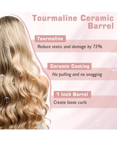 1 Inch Dual Voltage Curling Iron - 450 F Heat Professional Ceramic Tourmaline Wand (Rose Gold) - Buy Online on SooperMarket.com