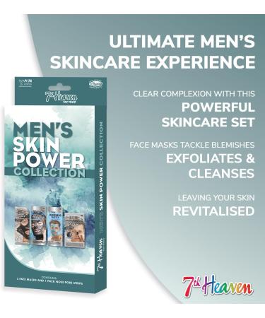 7th Heaven Men's Skin Power Face Mask Set (3 Deep Cleansing Masks & Nose Pore Strips). Clay Mud & Peel Off Face Masks and Blackhead Remover Strips - Genuine 7th Heaven Face Masks Skincare Set for Men - Buy Online on SooperMarket.com