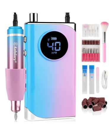 Kalolary Nail Drill 40000RPM Rechargeable Electric Nail Files Portable Nail Drill with 13 Drill Bits for Acrylic Nails Gel Professional Nail Tools for Manicure Pedicure Salon & Home Use