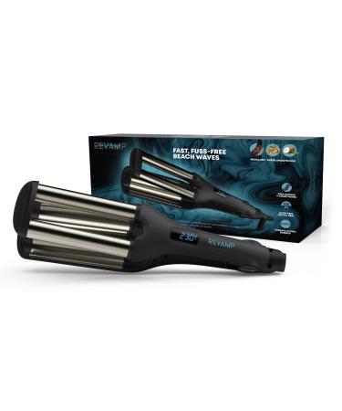 Revamp Progloss Wave Define Styler Professional - 3 Barrel Waver for Defined S-Shaped Waves Fuss Free Beachwaver with Variable Heat Options & Auto Shut Off