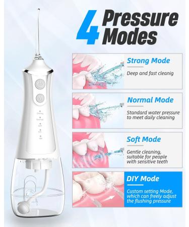 Portable Water Flosser - 4 Modes, Cordless, 5 Jet Tips, USB Rechargeable - Dental Teeth Cleaner for Home & Travel - Buy Online on SooperMarket.com