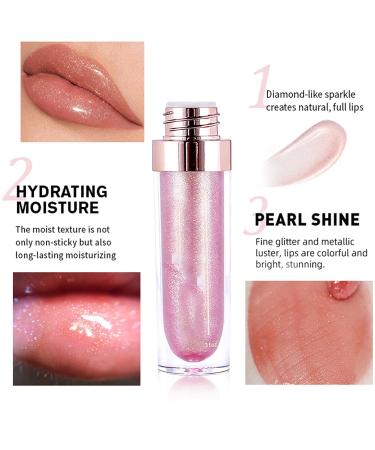 Shimmer Purple Lip Gloss | Long-Lasting Liquid Lipstick | 3D Diamond Glitter | Waterproof Nonstick Cup | High Pigmented Makeup for Women - Buy Online on SooperMarket.com