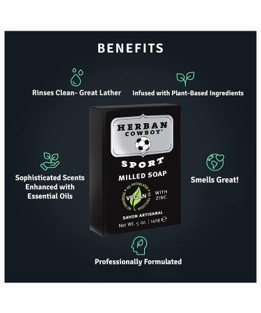 Herban Cowboy Milled Soap Sport 5 oz - Natural, Vegan & Refreshing Clean - Buy Online on SooperMarket.com