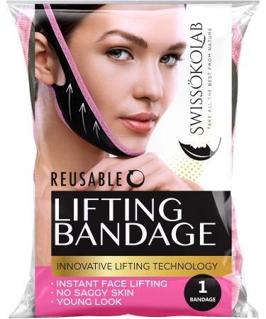 SWISSOKOLAB Reusable Face Slimming Strap Double Chin Reducer V Line Mask Chin Up Patch Chin V Up Contour Tightening Firming Tape Neck Bandage V-Line Lifting Patches V Shaped Belt (Lifting Bandage)