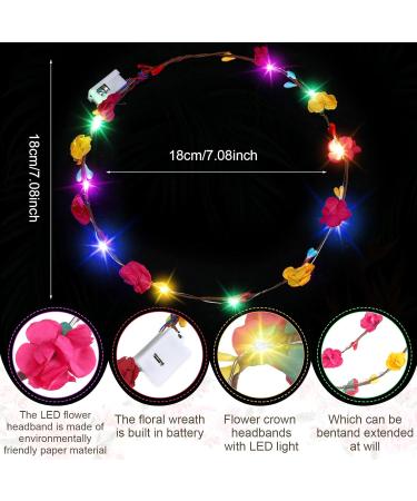 Aoriher 16 Pieces LED Flower Headband Lower Crown Flower Headdress for Women for Wedding Halloween Christmas and Party - Buy Online on SooperMarket.com