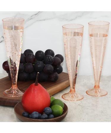 Homy Feel Rose Gold Glitter Plastic Champagne Flutes - 30 Pack, 5oz Disposable Glasses for Party & Mimosa Bar - Buy Online on SooperMarket.com