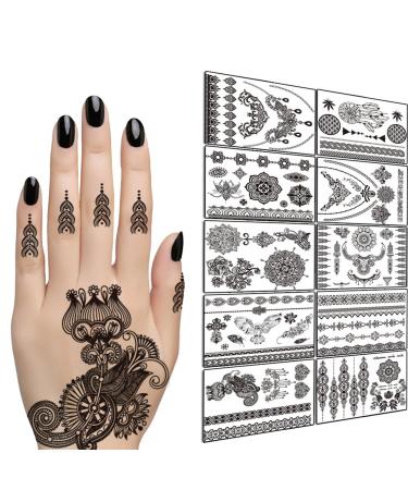 TAFLY Lace Black Chains Tattoo Waterproof Body Henna Transfer Tattoos Stickers for Women & Girls -150 Designs Bracelets Necklaces Tribe Totem Wing etc 10 Sheets