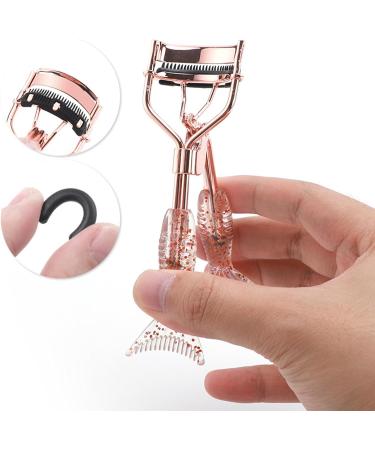 Virtcooy Small Eyelash Curler Small Fish Tail Shape Eye Curler with Comb Teeth - Ergonomic Portable Makeup Supplies Beautiful Eyelash Tools for Girls Women Females Ladies A4 Electroplated Rose Gold With Black Comb Rose Go - Buy Online on SooperMarket.com
