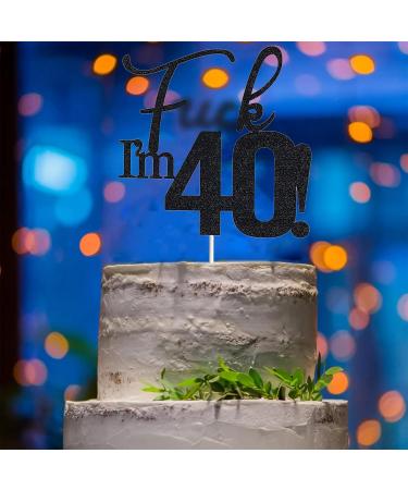 VIKY 40th Birthday Cake Topper | Glittery Kuchendeko for Men | Black 40th Birthday Party Decoration | Celebrate in Style - Buy Online on SooperMarket.com