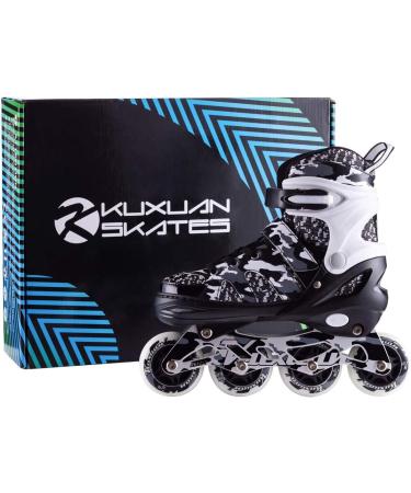 Kuxuan Adjustable Inline Skates for Kids with Light Up Wheels - Camo Roller Blades for Boys and Girls - Size Kids 3-6 US - Buy Online on SooperMarket.com