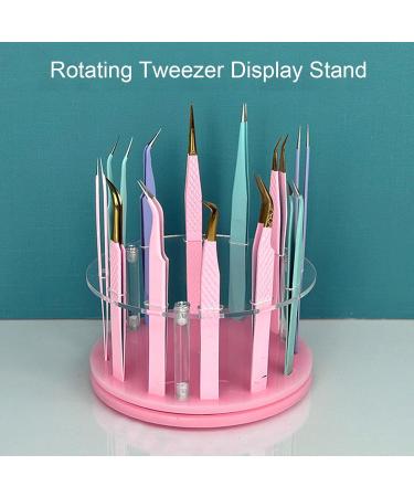 Acrylic Eyelash Tweezers Stand Holder 12 Holes Rotatable Design Organized Storage for Extension Tools (Terrazzo Pattern Color) - Buy Online on SooperMarket.com