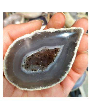 Natural Original Raw Agate Crystal Geode Cutting Hole Feng Shui Decor Stone Specimen Craft Collectibles Stone Collection (Size : 200-250g a Piece)