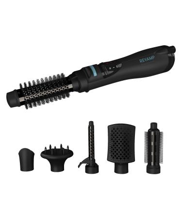Revamp Progloss Airstyle 6-in-1 Hot Air Multi Styler Hair Dryer Brush for Wet or Dry Hair Styling Ceramic Barrel Infused with Progloss Oils for Frizz-Free Shine Auto-Off & 9 Swivel Cord