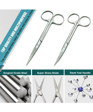 Krisp Beauty Stainless Steel Scissors Set - 2 PCS Nail & Cuticle / Manicure Scissors Kit - Straight & Curved Blades for Beard Mustache Nose Hair Ear Hair Eyebrow & Eyelash Cutting - Buy Online on SooperMarket.com