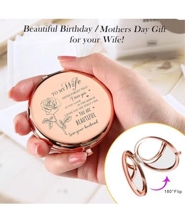 GAOLZIUY Gifts for Wife - Beautiful Wife Gift Rose Gold Compact Mirror  Birthday Gifts for Women  Wedding Anniversary  Valentines Day  Mothers Day for Wife Rose Gold-wife-1 rose gold-wife-1 - Buy Online on SooperMarket.com