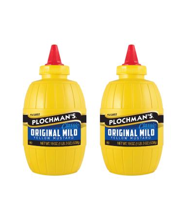 Plochman's Original Mild Classic Yellow Mustard, Original,vinegar, 19 Ounce (Pack of 2) original,vinegar 1.18 Pound (Pack of 2)