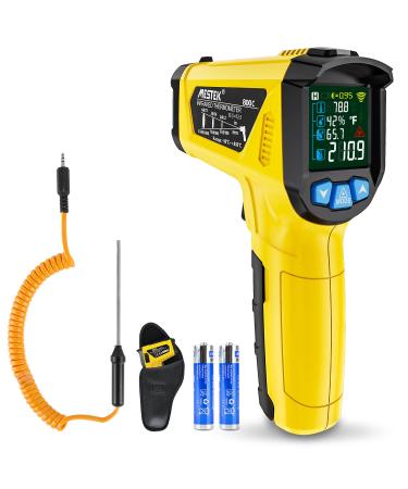 Infrared thermometer Laser Mestek Temperature measuring device with K -probe IR Pyrometer -50 C to 800 C Touch Color LCD alarm function Settable emission degree for kitchen