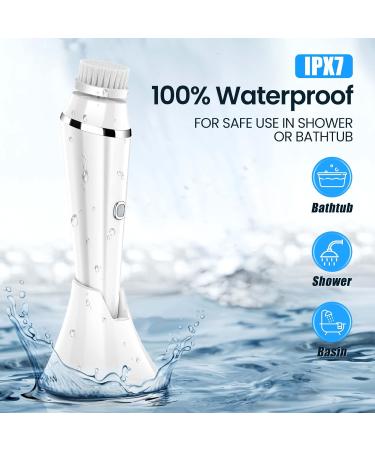 4 in 1 Facial Cleansing Brush - Electric Face Spin Brush with 4 Replacement Heads for Cleaning Exfoliating Massaging (White) - Buy Online on SooperMarket.com