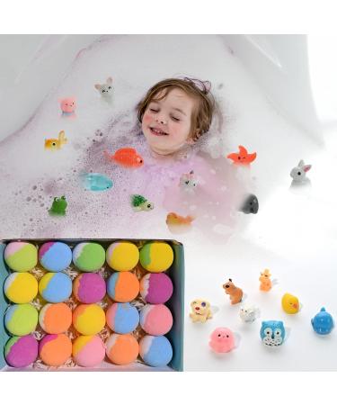 Kids Bath Bombs with Surprise Inside - 20 Pack Gift Set for Girls and Boys | Handmade Fizzies Spa Balls for Children - Birthday, Christmas, Easter Day - Buy Online on SooperMarket.com