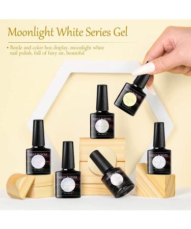 MEET ACROSS 6-Piece White Nail Polish Set - Milky White, Nude, Shimmer Glitter, Sheer Jelly Gel Colors - Buy Online on SooperMarket.com