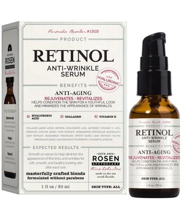 Rosen Apothecary Retinol: Anti-Wrinkle Serum with Hyaluronic 1oz / 30ml