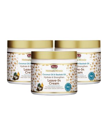 African Pride Moisture Miracle Coconut Oil & Baobab Oil Leave-In Hair Cream (3 Pack) - Provides Intense Moisture & Helps Repair Natural Coils & Curls, Hydrates & Strengthens, 15 oz Coconut 15 Ounce (Pack of 3)