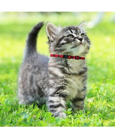 MJIYA Red Grid Dog and Cat Collar with Bell | Adjustable Plastic Buckle | Medium Size - Buy Online on SooperMarket.com