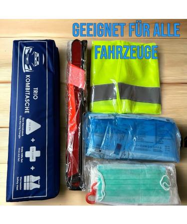 VZL KFZ Auto & Combith Construction Kit 2024 - T V Tested First Aid Set with Warning Triangle & Vests | International Shipping - Buy Online on SooperMarket.com