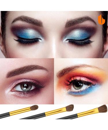 Urbanstrive 3pcs Professional Eye Makeup Brushes Set | Soft Synthetic Blending Brush Kit for Flawless Eyeshadow Eyeliner & Eyebrow Application - Gold - Buy Online on SooperMarket.com