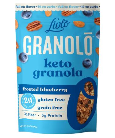Livlo Keto Nut Granola - Low Carb Cereal With Only 2g Net Carb - Grain Free & Gluten Free - Low Sugar Healthy Snack - Frosted Blueberry 10.5 oz